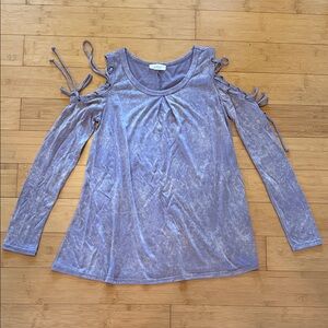 Elegant Lavender Cold Shoulder tie-up Long Sleeve Top
